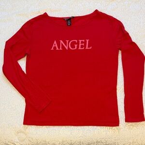 Victoria's Secret Red 'Angel' Long Sleeve Sleep Top